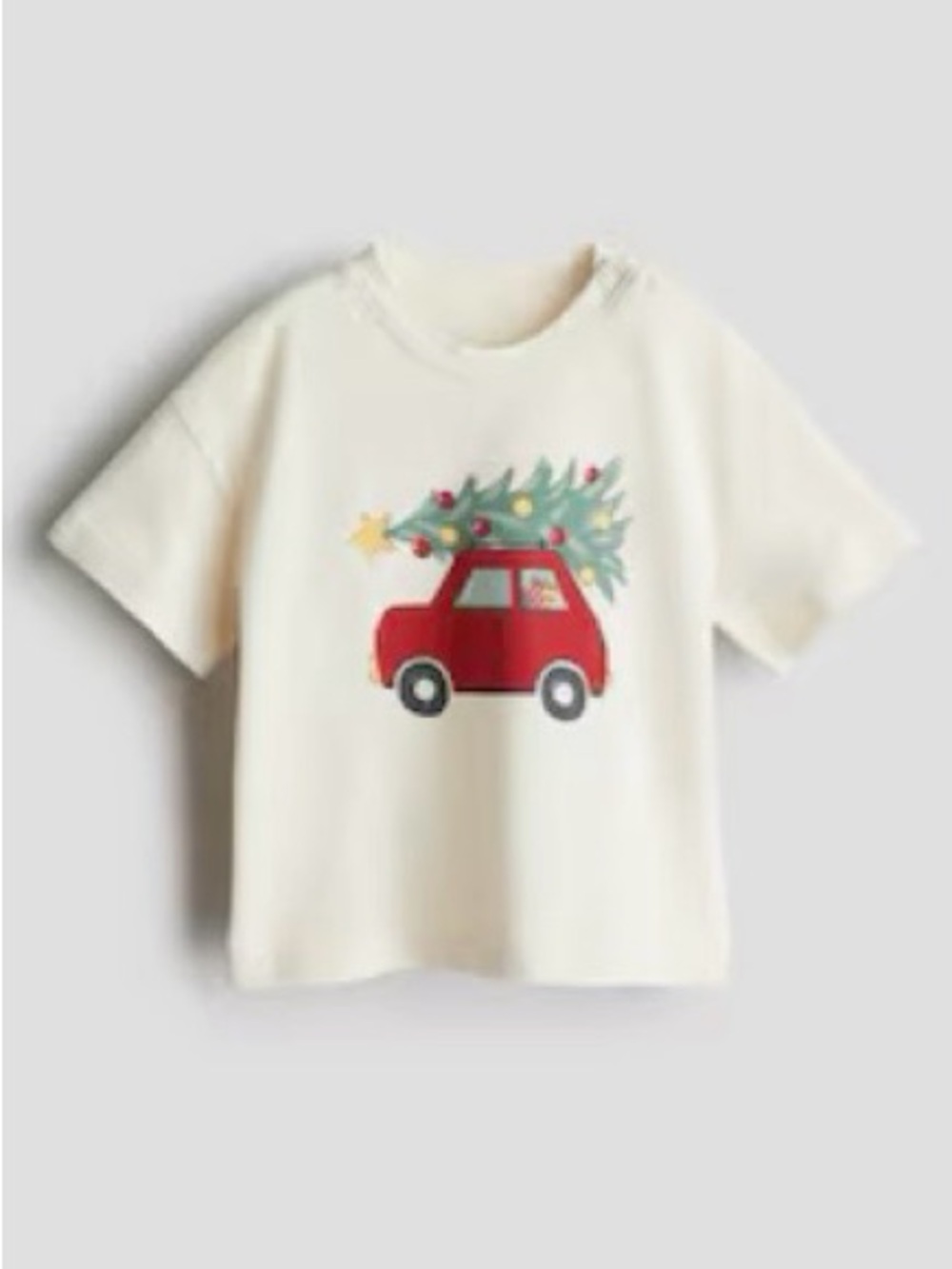 H&M BABY - Christmas Graphic T-Shirt with Red Car & Christmas Tree 🎄